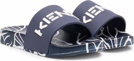 Kenzo Kids Slippers met logoprint Blauw