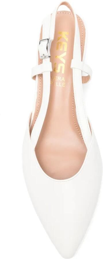 KEYS Slingback pumps met puntige neus Wit - Foto 3