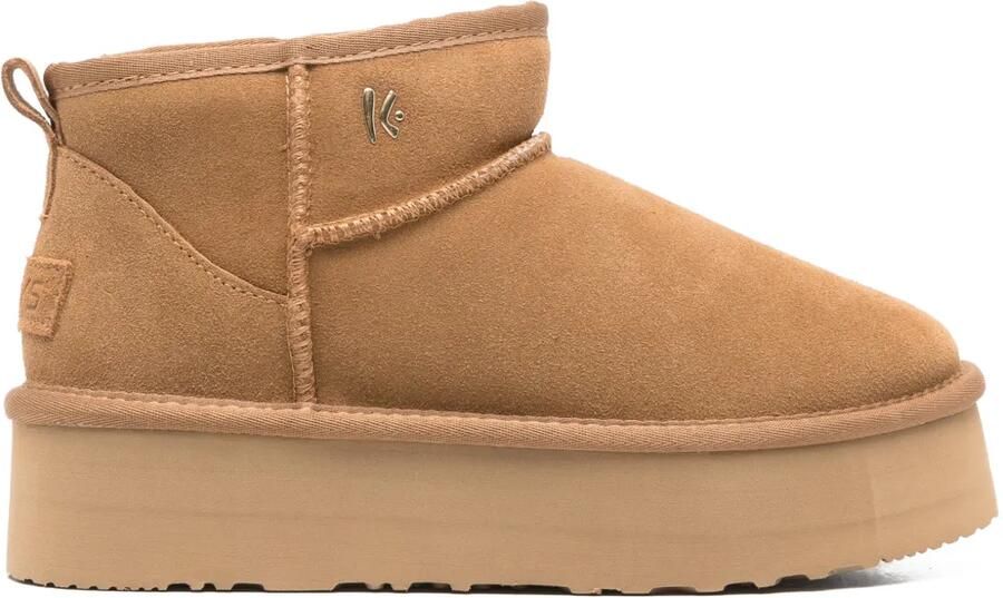 KEYS Suède laarzen met plateauzool Beige