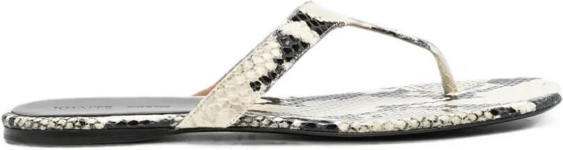 KHAITE Archer sandalen met slangen-print Beige