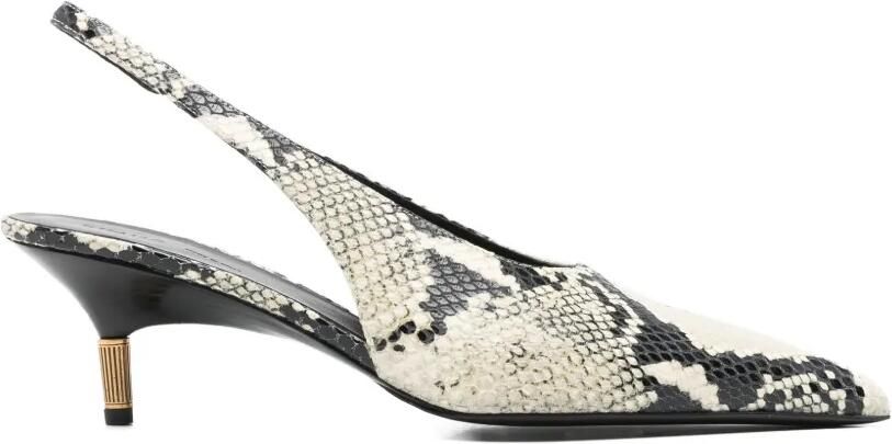 KHAITE Bella leren pumps met python-reliëf Beige