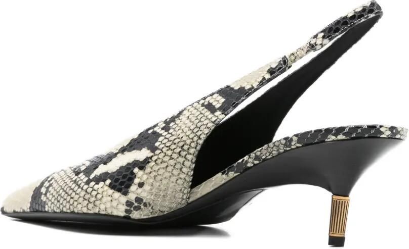 KHAITE Bella leren pumps met python-reliëf Beige - Foto 2