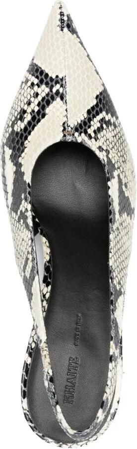 KHAITE Bella leren pumps met python-reliëf Beige - Foto 4