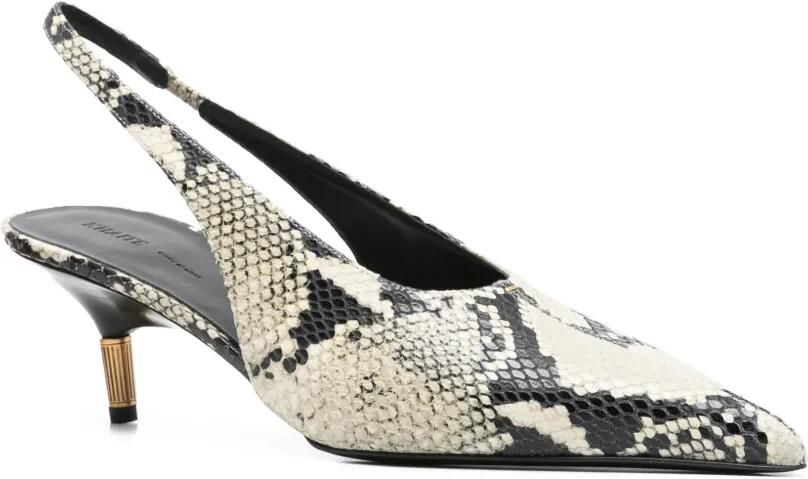 KHAITE Bella leren pumps met python-reliëf Beige - Foto 3