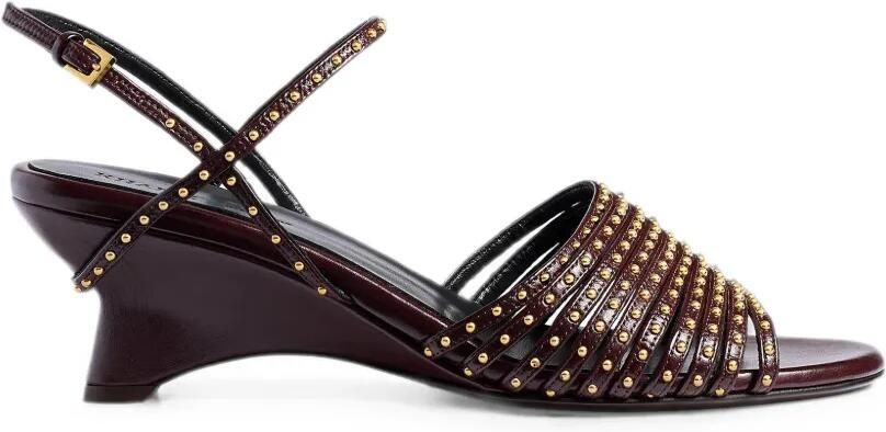 KHAITE Drew leren sandalen met gouden studs Rood