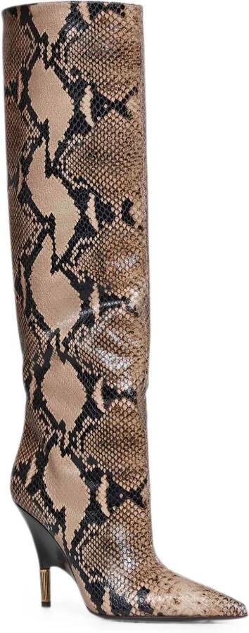 KHAITE Empire laarzen met python-reliëf Beige - Foto 3