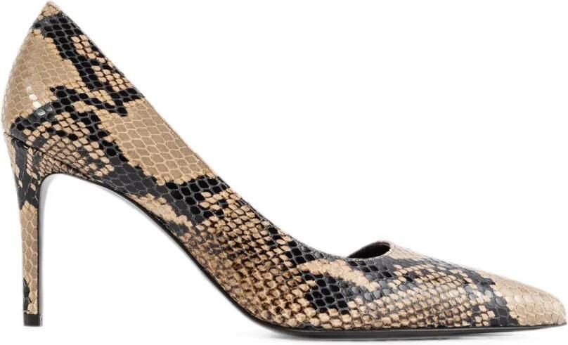 KHAITE Jett d'Orsay leren pumps met python-effect Beige