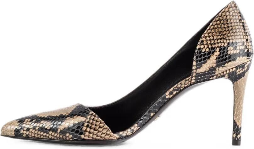 KHAITE Jett d'Orsay leren pumps met python-effect Beige - Foto 5