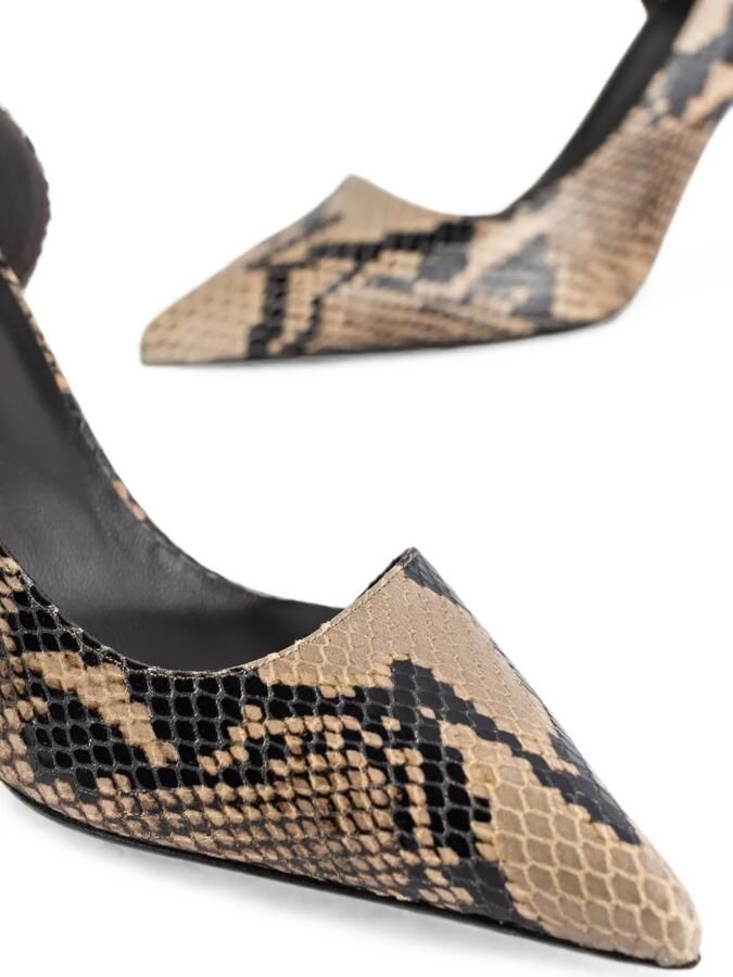 KHAITE Jett d'Orsay leren pumps met python-effect Beige - Foto 3