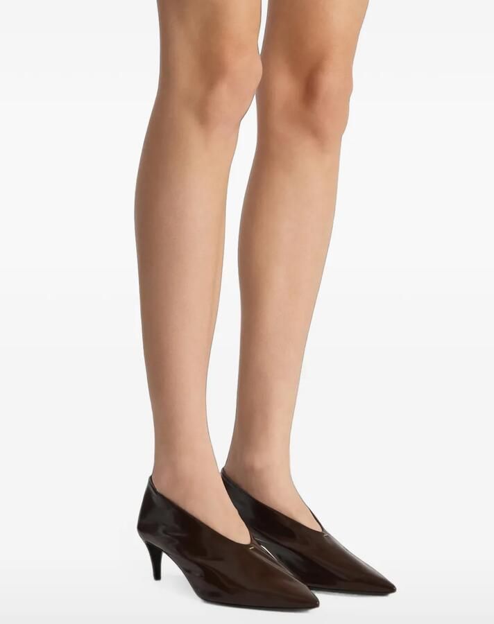 KHAITE Miriam pumps met puntige neus en ruches Bruin - Foto 2