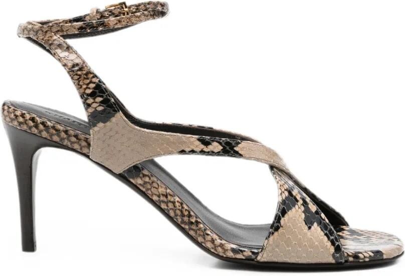 KHAITE Sandalen met slangenleer-effect Beige