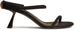 KHAITE Seigel suède sandalen Zwart