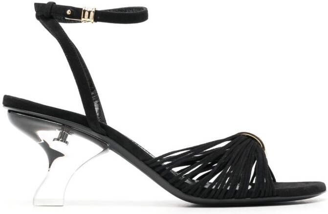 KHAITE Seigel suède sandalen Zwart