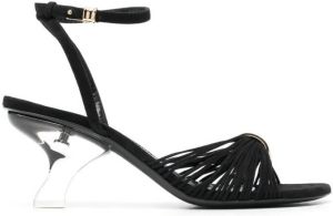 KHAITE Seigel suède sandalen Zwart