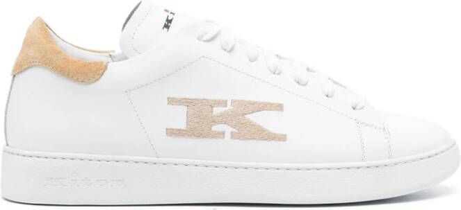 Kiton Leren sneakers met geborduurd logo Wit
