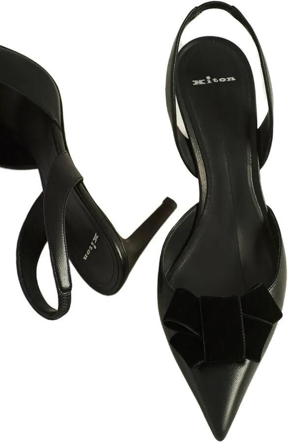 Kiton Slingback pumps met strikdetail Zwart - Foto 3