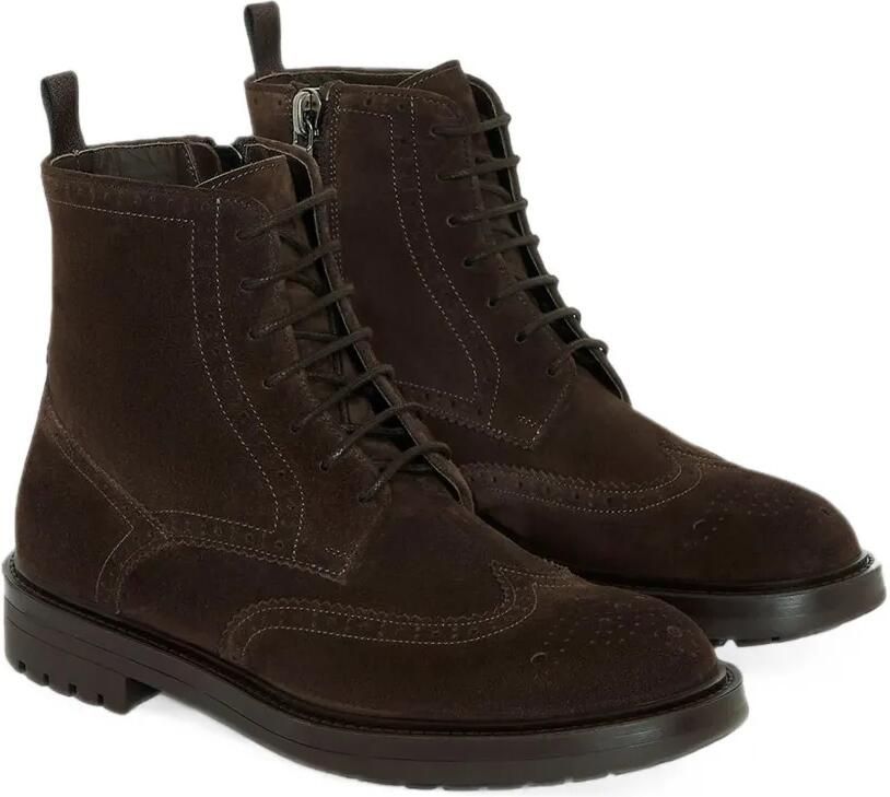 Kiton brogue-detail suede boots Bruin