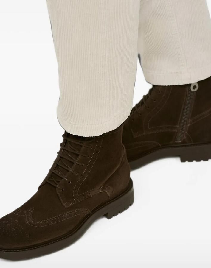 Kiton brogue-detail suede boots Bruin - Foto 4
