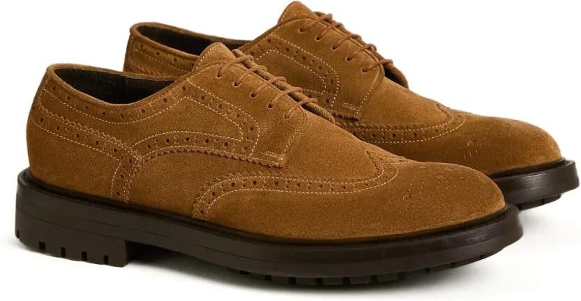 Kiton brogue-patterned suede derby shoes Bruin - Foto 4