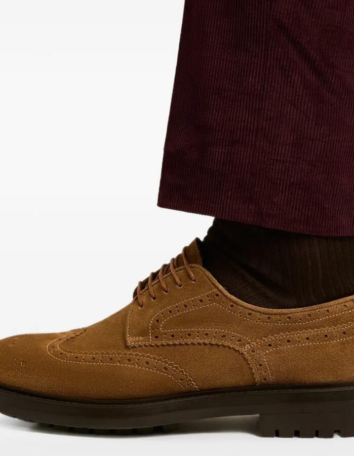 Kiton brogue-patterned suede derby shoes Bruin - Foto 3