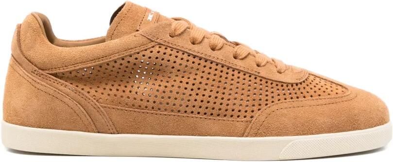 Kiton Geperforeerde leren sneakers Beige