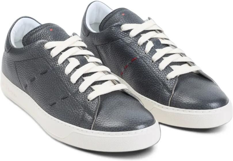 Kiton grained-leather low-top sneakers Grijs - Foto 3