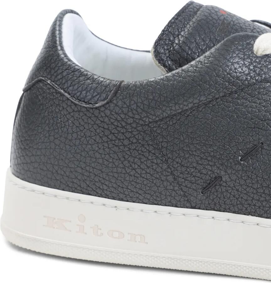 Kiton grained-leather low-top sneakers Grijs - Foto 2