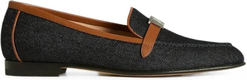 Kiton leather-trim plaque-detail loafers Blauw