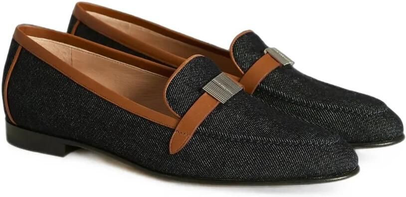 Kiton leather-trim plaque-detail loafers Blauw - Foto 5