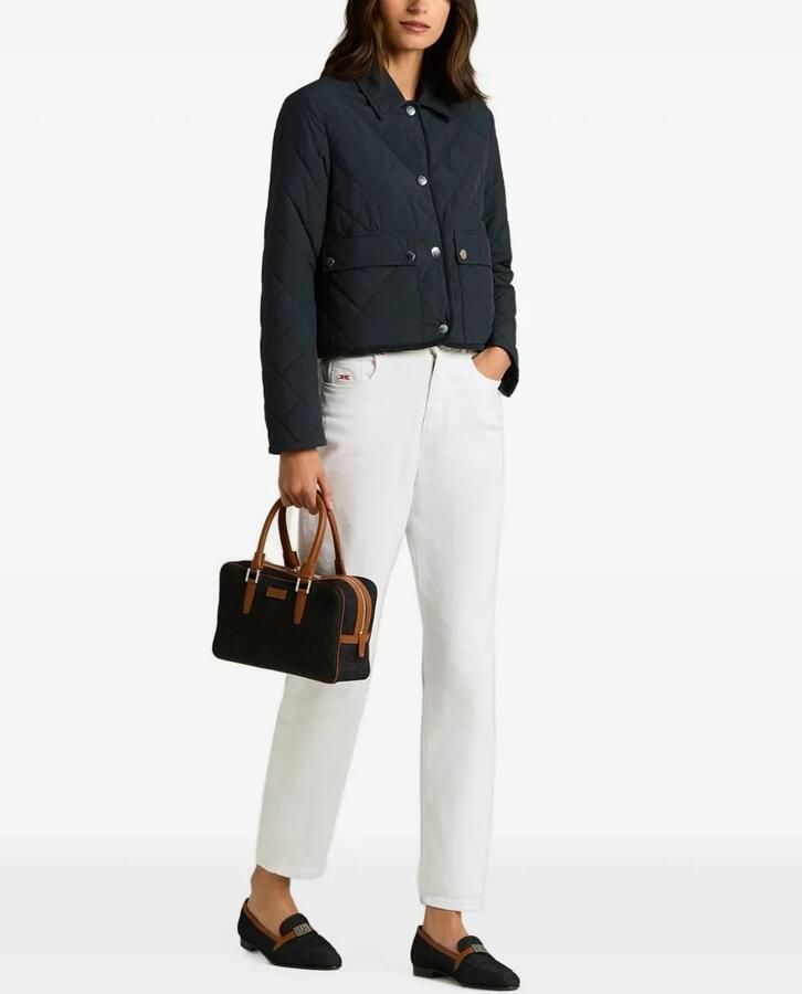 Kiton leather-trim plaque-detail loafers Blauw - Foto 4