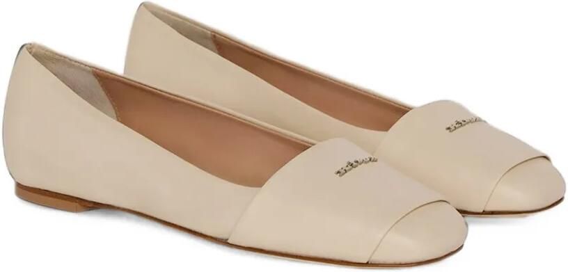 Kiton Leren ballerina's met logoplakkaat Beige - Foto 4