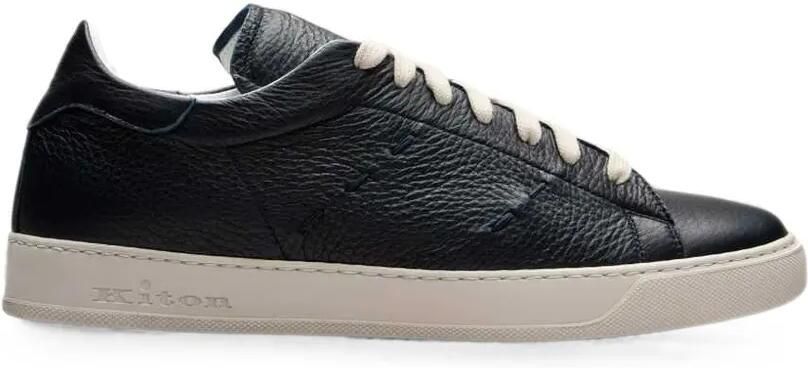 Kiton Leren sneakers met stiksels Zwart