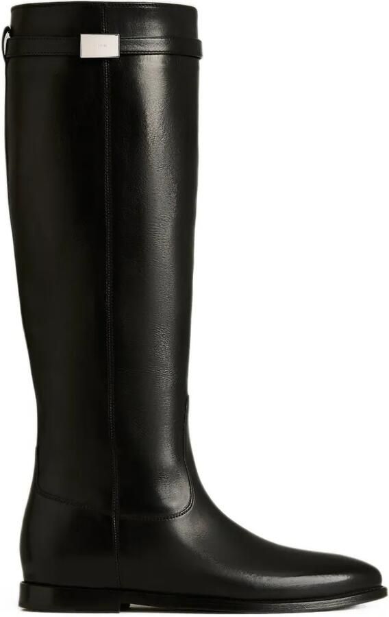 Kiton logo-plaque leather boots Zwart