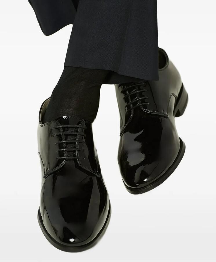 Kiton Oxford schoenen met lakafwerking en ronde neus Zwart - Foto 2