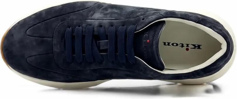 Kiton panelled suede sneakers Blauw - Foto 4