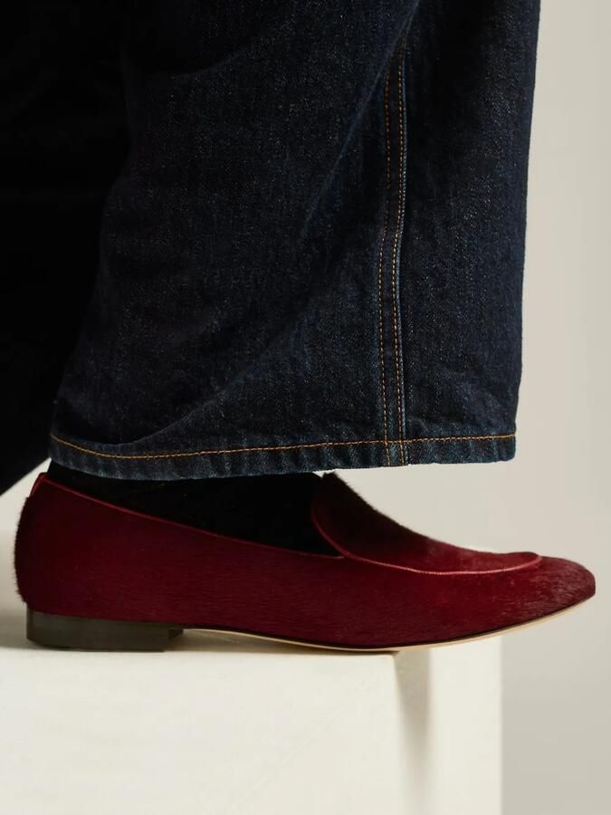Kiton piped calf-hair loafers Rood - Foto 4