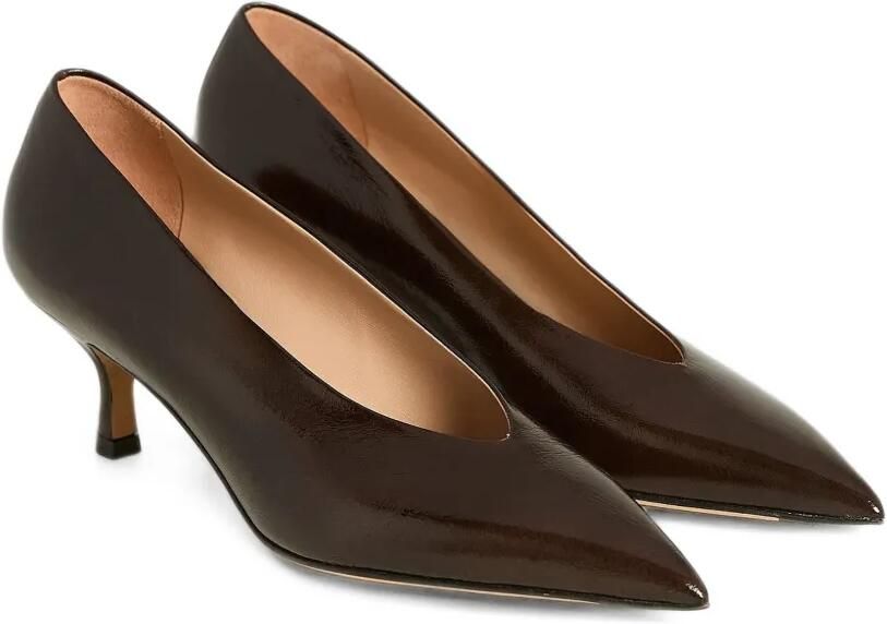Kiton pointed-toe deep-cut calfskin pumps Bruin - Foto 5