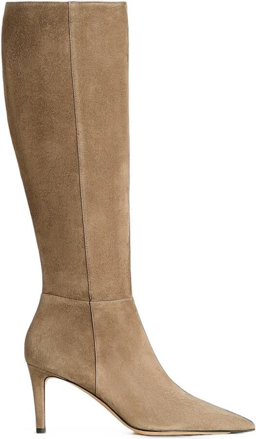 Kiton pointed-toe suede boots Beige