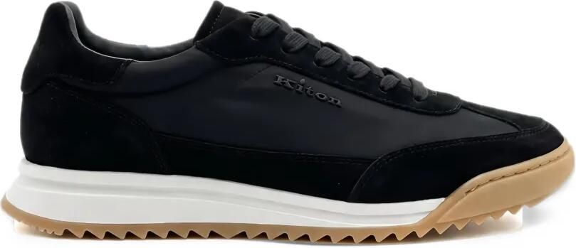Kiton round-toe leather low-top sneakers Zwart