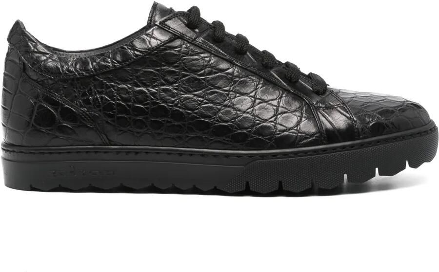 Kiton Sneakers met krokodillen-reliëf Zwart