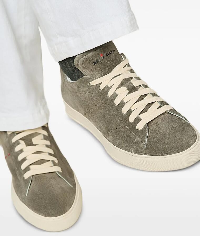Kiton Sneakers met suède afwerking en logo-print Grijs - Foto 3