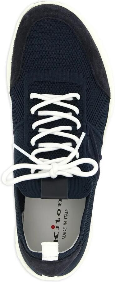 Kiton Leren sneakers met katoenbreisel Blauw - Foto 4
