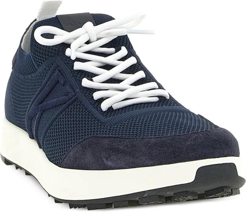 Kiton Leren sneakers met katoenbreisel Blauw - Foto 2
