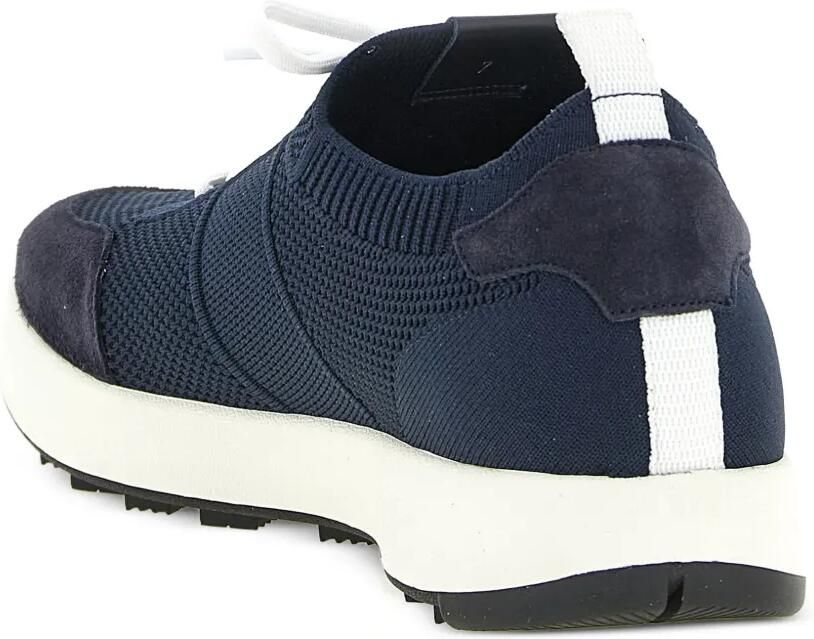 Kiton Leren sneakers met katoenbreisel Blauw - Foto 3
