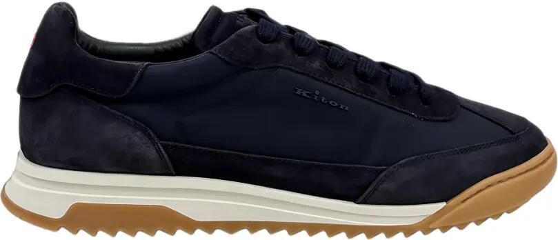 Kiton suede-panelled lace-up sneakers Blauw - Foto 2