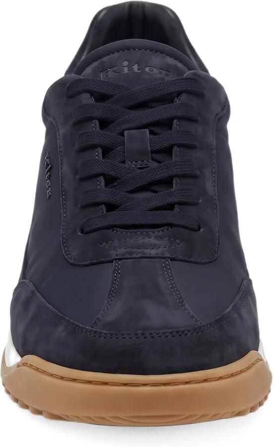 Kiton suede-panelled lace-up sneakers Blauw - Foto 3