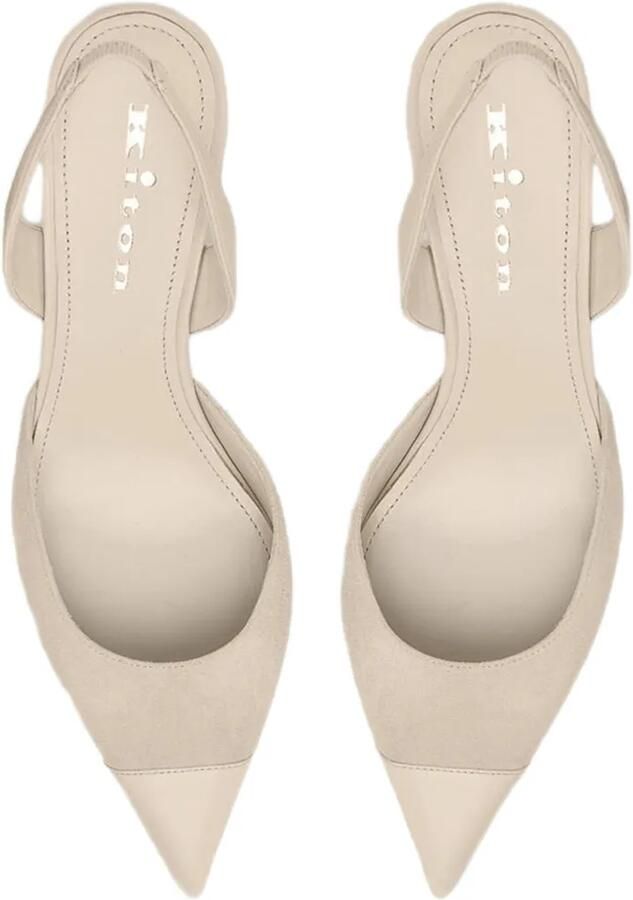 Kiton Suède slingback pumps Beige - Foto 3