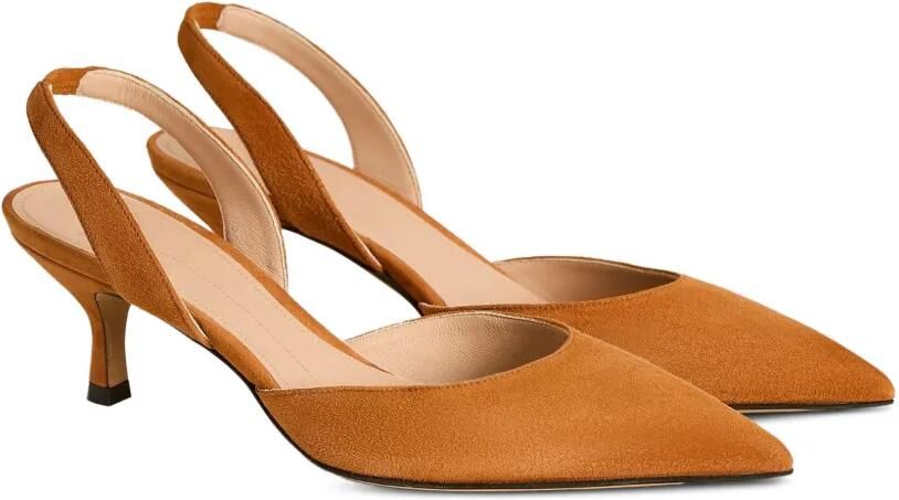 Kiton Suède slingback pumps Bruin - Foto 5