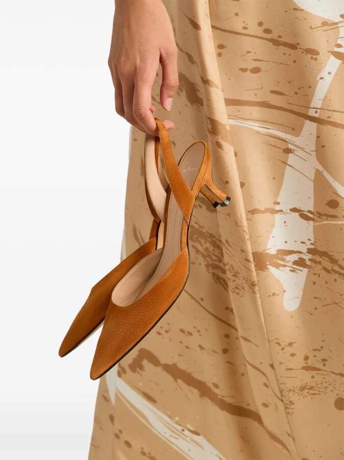 Kiton Suède slingback pumps Bruin - Foto 4