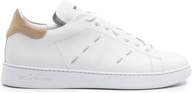 Kiton Leren sneakers met contrasterend stiksel Wit